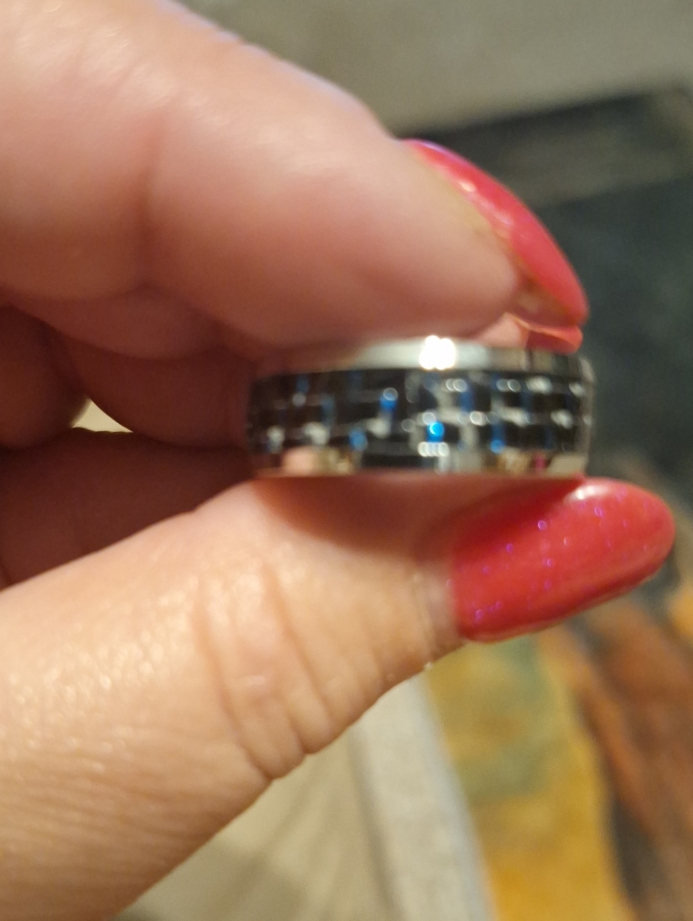 Stainless Steel Silver Ring - Classic Textured Band. Size 11 1/4